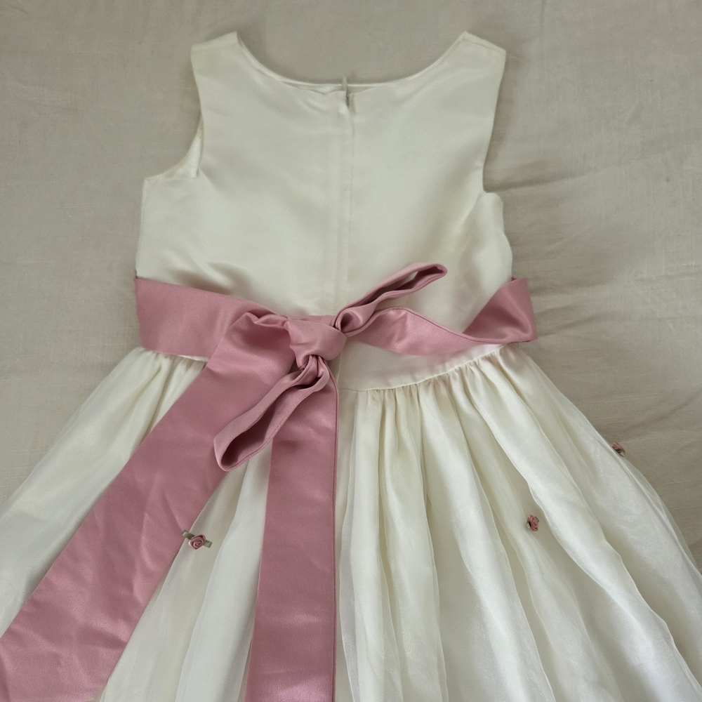 Cinderella Elegant White and Pink Kids Dress Rosebud Scallop Girls 8 - Picture 9 of 14